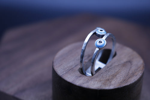 Triple evil eye silver plated ring (adjustable)